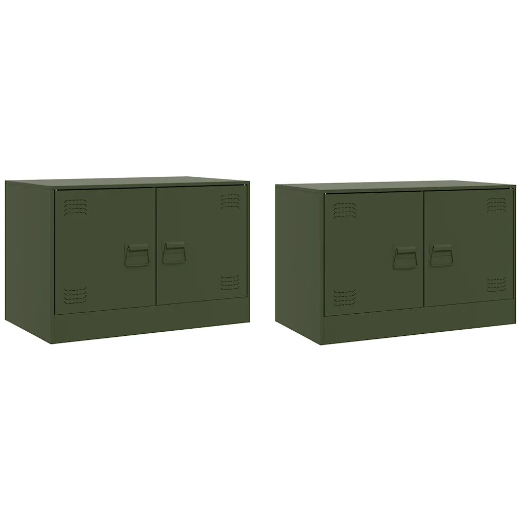 Mobili TV 2 pz | Armadietto TV | Mobile Porta TV Verde Oliva 67x39x44 cm in Acciaio
