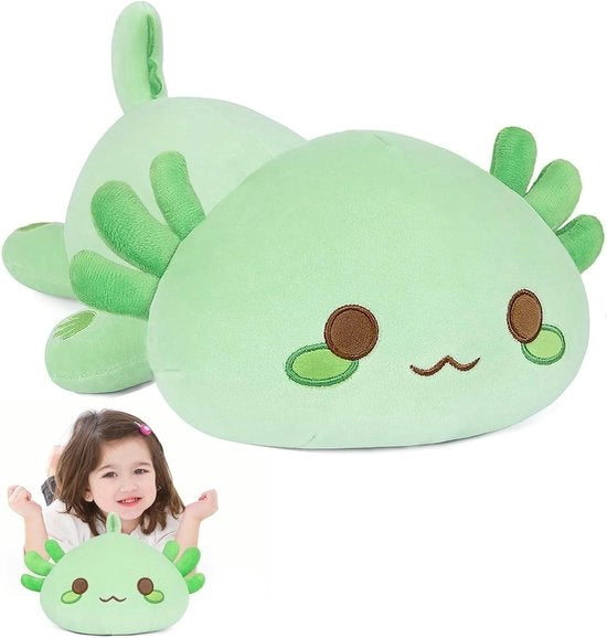 Cuscino da gioco morbido decorativo kawaii con piuma pluche verde 33 cm - Dono per bambini