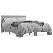 Letto matrimoniale | Letto per adulti | Giroletto Grigio Sonoma 120x200 cm in Legno Multistrato Metallo