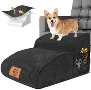 Trappola per cani per piccoli cani, 2 gradini estensibili per cani, trappola per cani rimovibile con copertura lavabile, trappola per cani con superficie antiscivolo per letto a soppalco