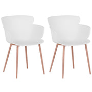 Set di 2 sedie da pranzo bianche in materiale sintetico gambe in metallo schienale ergonomico moderno soggiorno