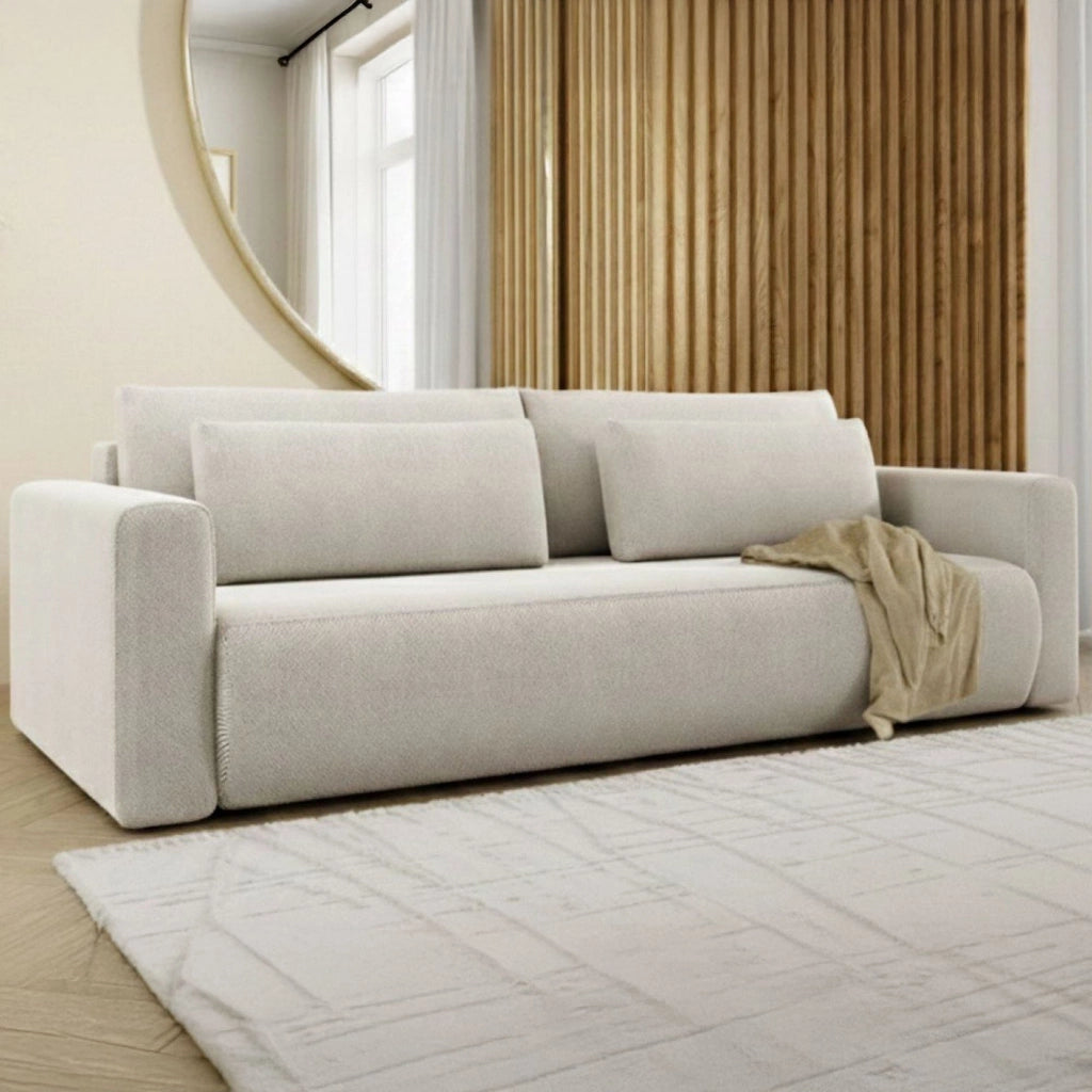 Erbezzo, Divano Letto 2 Posti Contenitore, 240x105 cm Bianco
