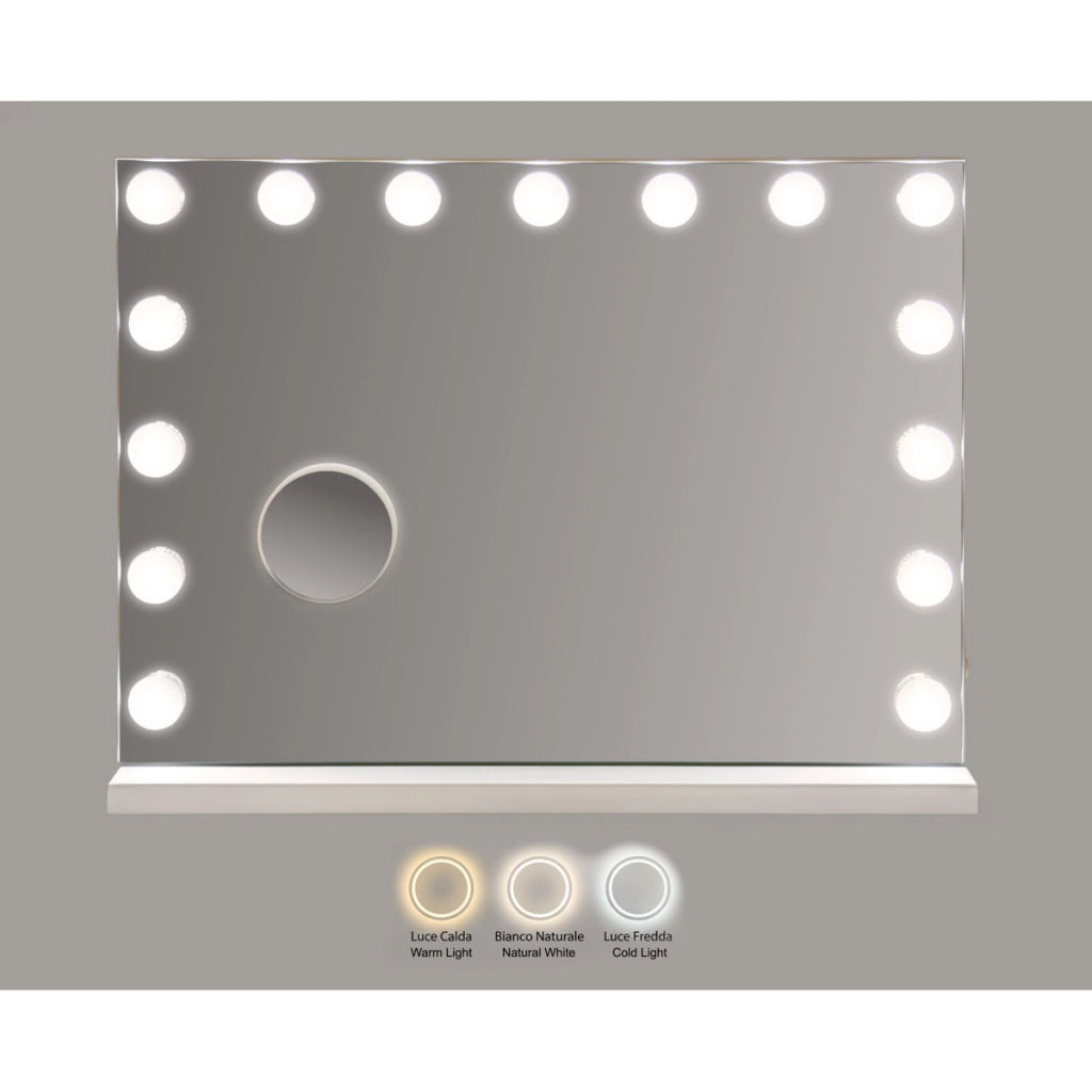 Specchio da Tavolo VKH1055, Bianco, Vetro, 55x14x43 cm