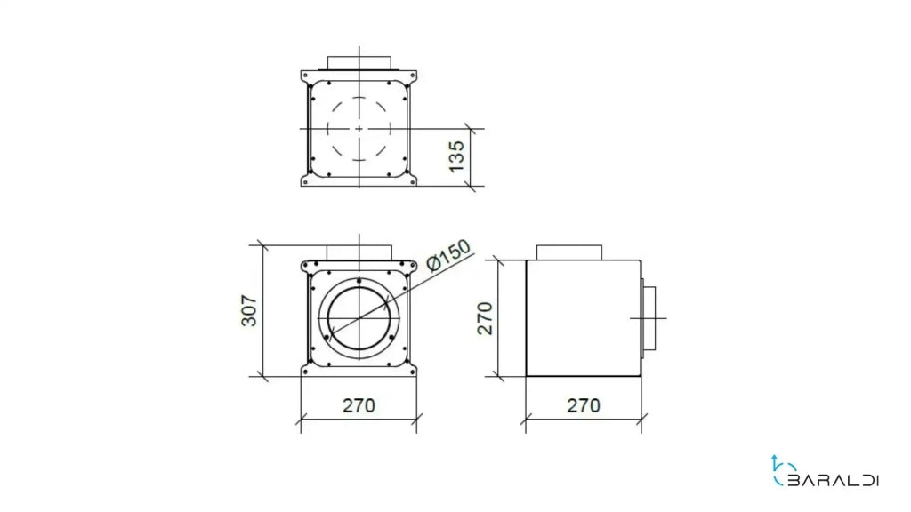KUBE BOX MOTORE PER INTERNO cm 27x27 - Zincato - 800 m3/h