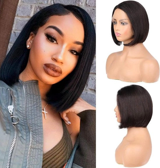 Pruiken per donne - Capelli finti - Capo donna - Nero - Capelli finti lavabili - 25 cm