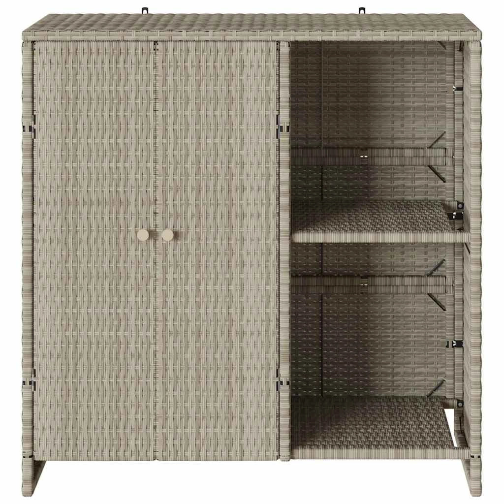 Mobile contenitore rettangolare dal design contemporaneo 100 x 36 x 102 cm con 2 ripiani in rattan grigio chiaro 02_0058058
