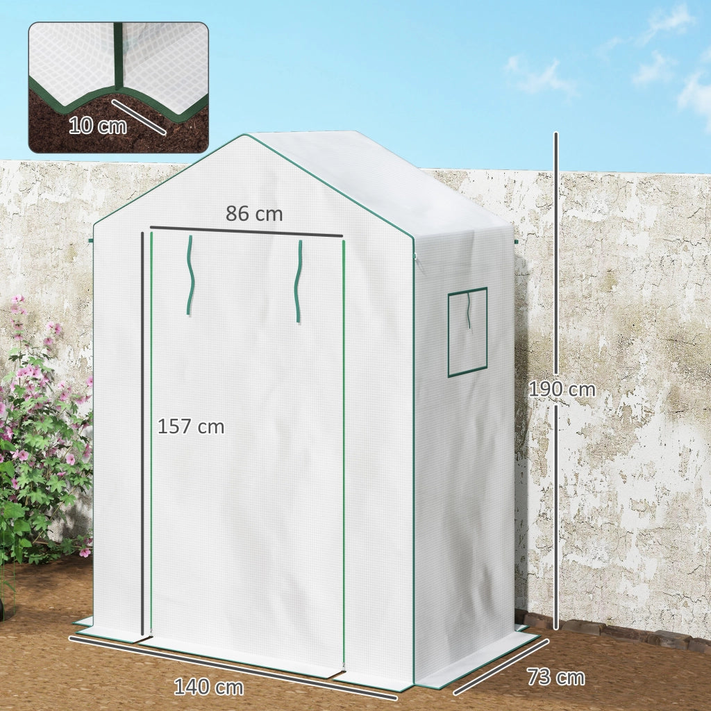 Serra da giardino con porta e finestre ¨C Zephmum ¨C Grigio 140x73x190 cm