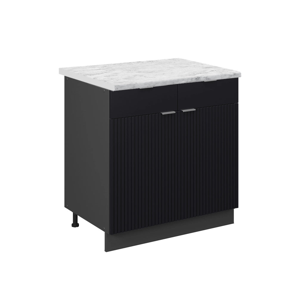 Vicco Mobiletto base per cucina Nero a righe 80 cm , PL Marmo