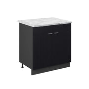 Vicco Mobiletto base per cucina Nero a righe 80 cm , PL Marmo