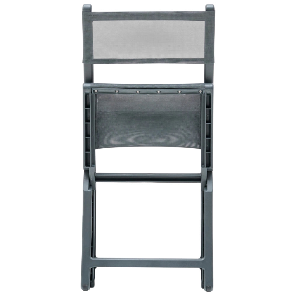 Set di 4 sedie da pranzo in plastica per esterni senza braccioli pieghevoli grigio scuro stile minimalista