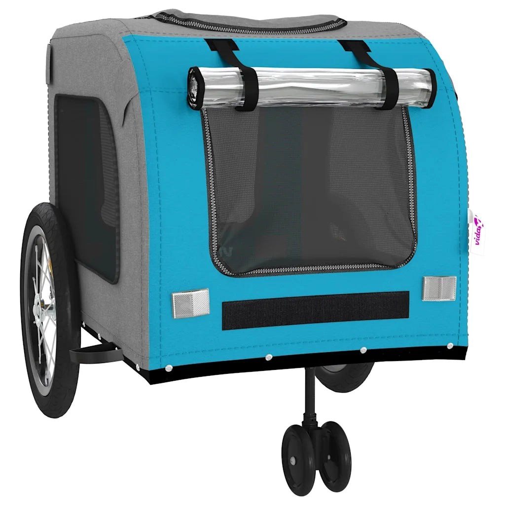 Rimorchio da Bici per Animali Blu e Grigio Oxford e Ferro CFW3723290