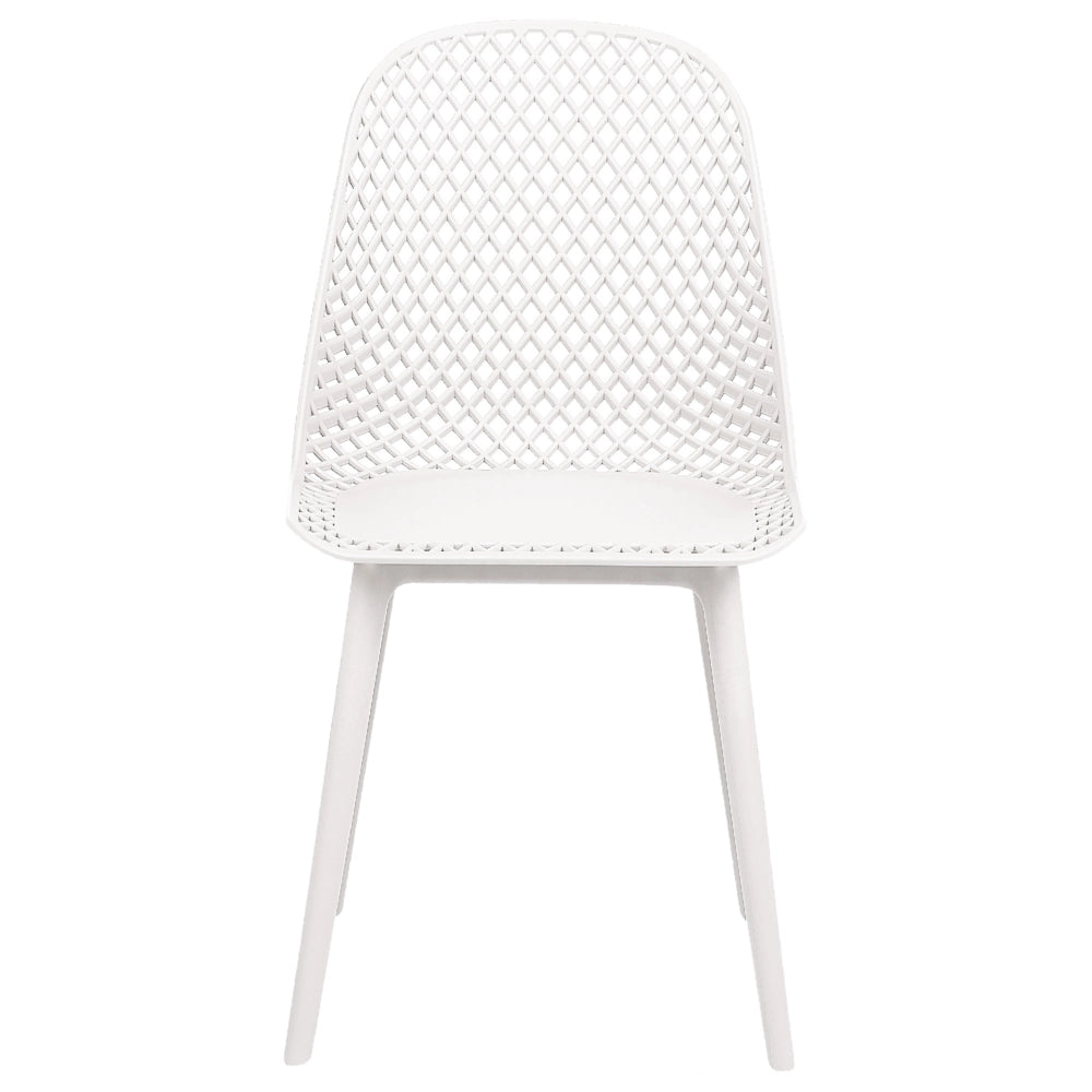 Set di 4 sedie da pranzo Seduta e gambe sintetiche bianco Schienale a rete aperto Design moderno e minimalista