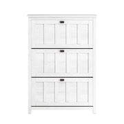Scarpiera Con 3 Ribalte E 6 Ripiani Scarpiera Con Scomparto Aggiuntivo Portascarpe Salvaspazio Bianco 80x30x111cm FSR162-W