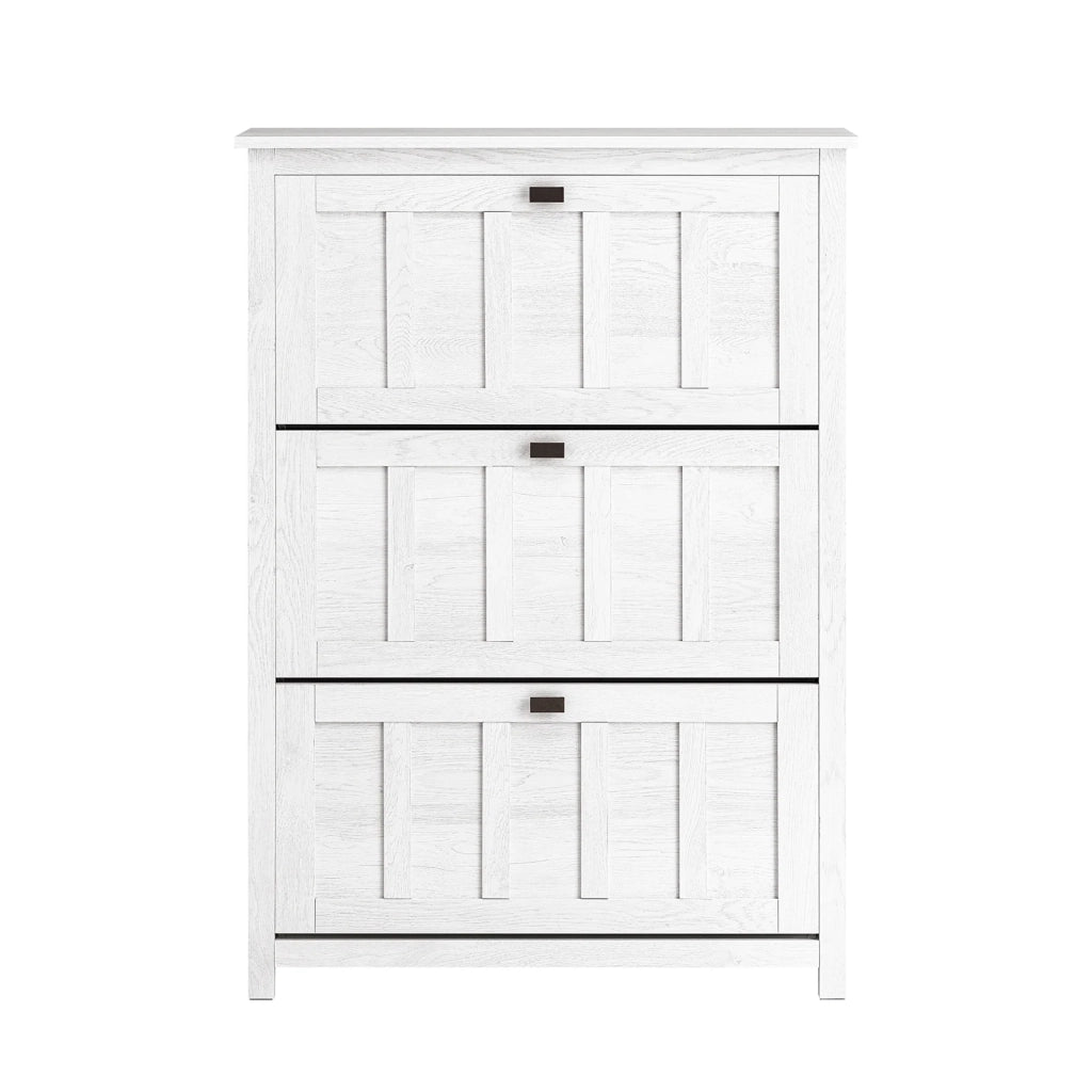 Scarpiera Con 3 Ribalte E 6 Ripiani Scarpiera Con Scomparto Aggiuntivo Portascarpe Salvaspazio Bianco 80x30x111cm FSR162-W