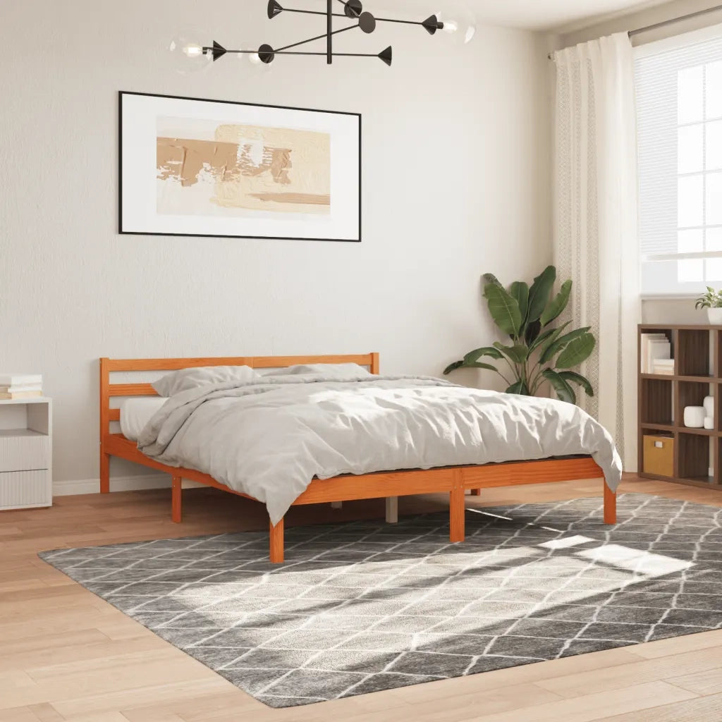 Letto matrimoniale | Letto per adulti | Letto senza Materasso Marrone Cera 200x200 cm in Legno di Pino