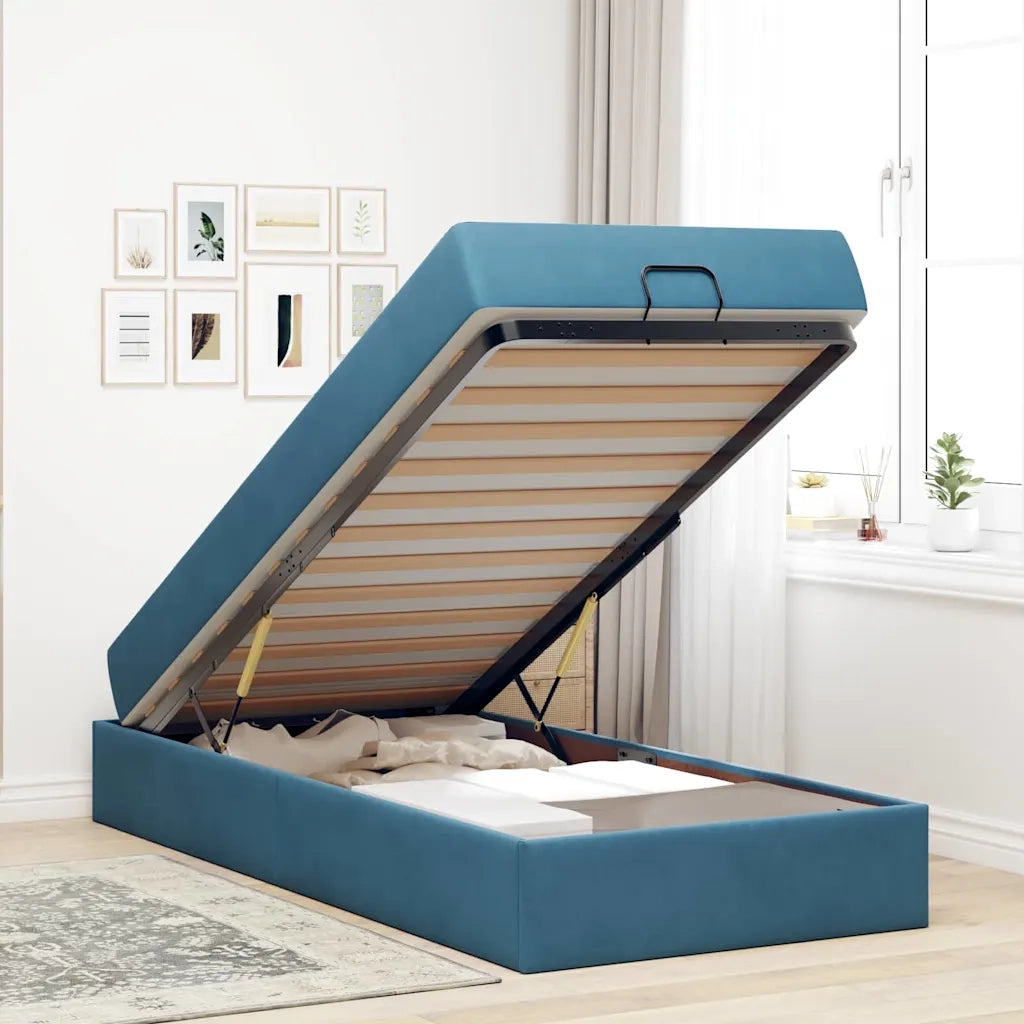 vidaXL Struttura del letto con materasso Blu 100 x 200 cm Velluto