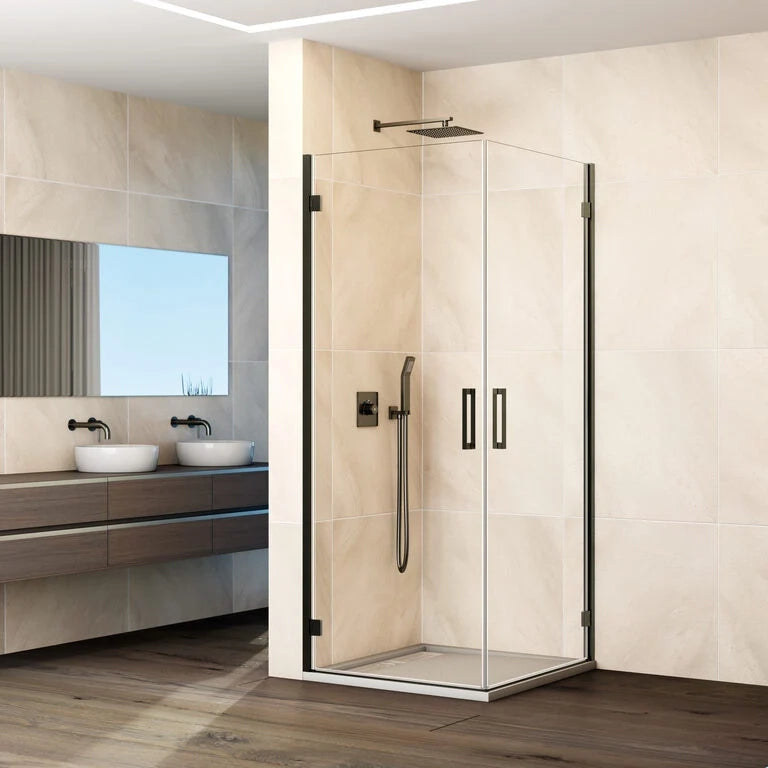 Box doccia angolare GLASS 2 porte battenti 73,5-75,5/43,5-45,5 cm titanio vetro trasparente