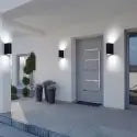 APPLIQUE LAMPADA DA PARETE A MURO GU10 LED PER INTERNO ESTERNO MODERNO FARETTO NERO