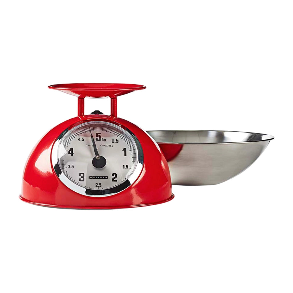 Bilancia da Cucina Retrò Analogica con Ciotola Inox 5Kg Max Rosso MELISSA