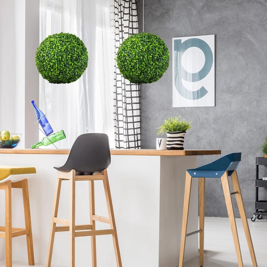 2 Sfere Artificiali da 40 CM, Piante Finte a Sfera Resistenti ai Raggi UV, Piante Artificiali Rotonde da Giardino, Balcone, Matrimonio e Casa, No Manutenzione Potature Annaffiamento