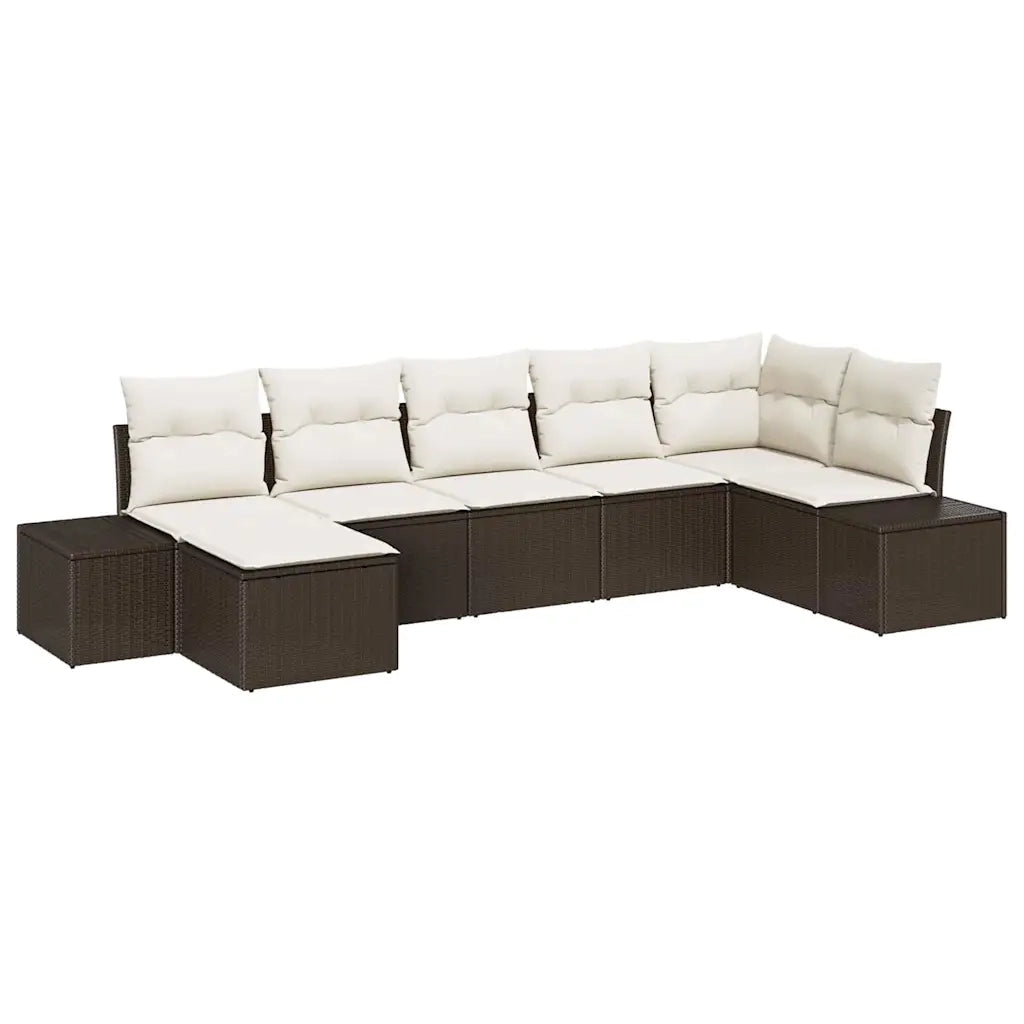 Set Divano da Giardino con cuscino 7 pcs Marrone Poly Rattan 3355817