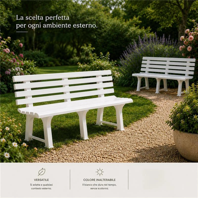 MAURY'S PANCHINA ORCHIDEA IN RESINA DA ESTERNO BIANCA 145 X 49 X 74 CM