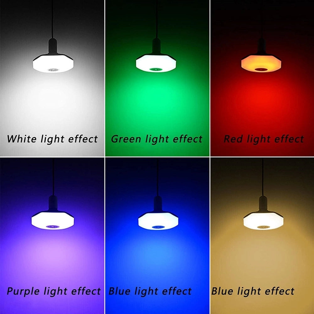 Trade Shop - Luce E27 Led Bluetooth Altoparlante Forma Disco Volante Colorato Rgbw Telecomando -