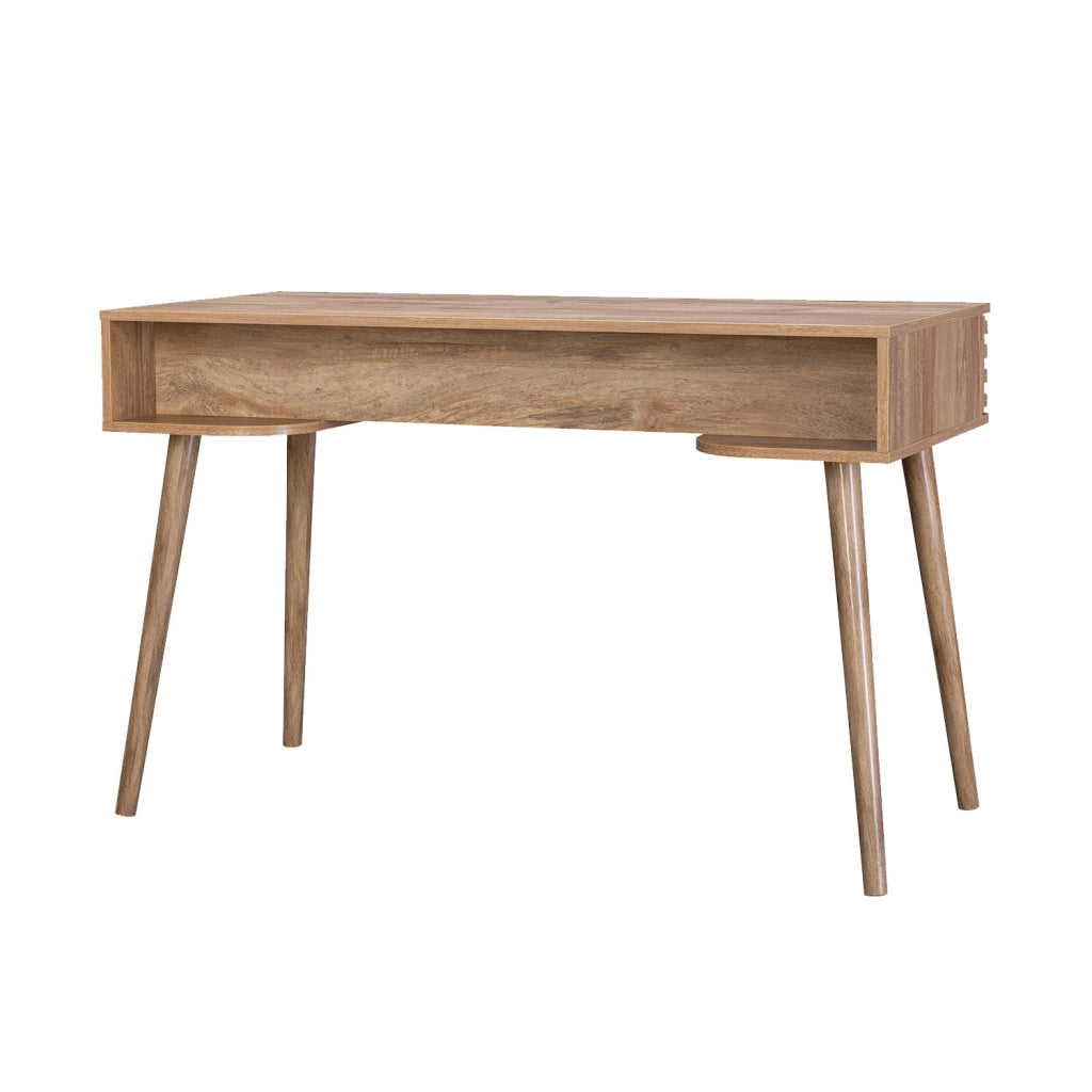 Scrivania effetto legno 2 cassetti, marrone naturale