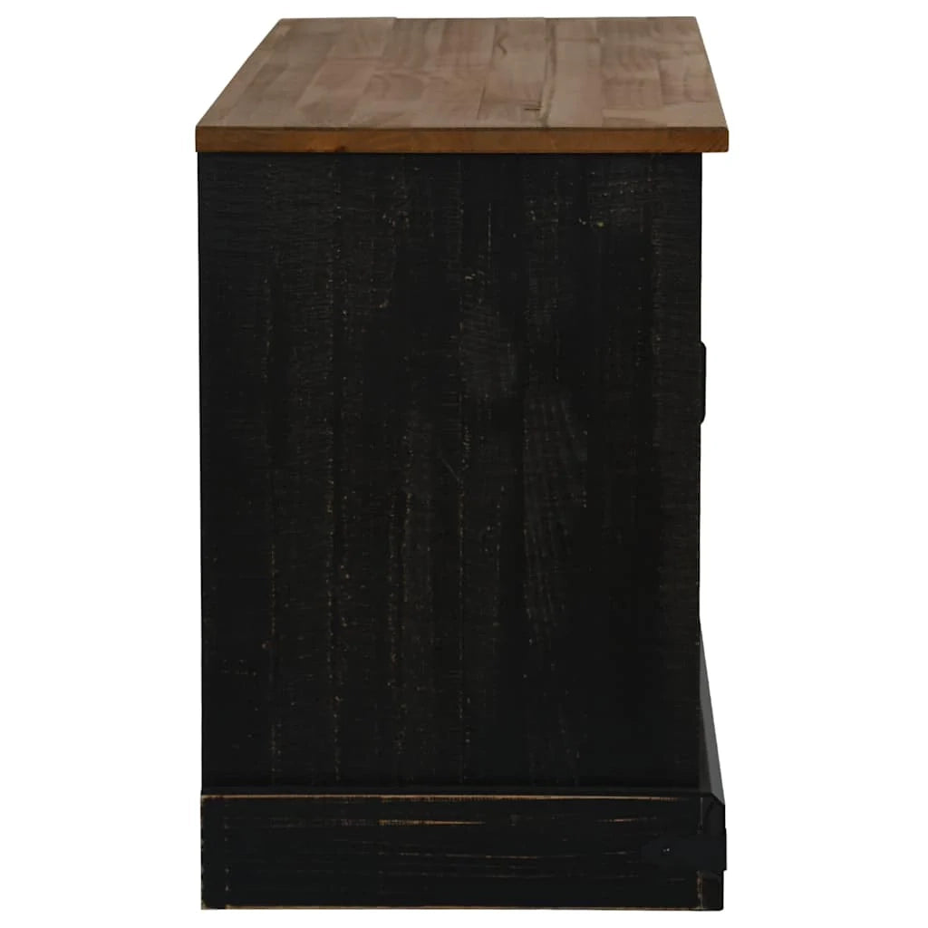 Mobile porta TV HALDEN con anta scorrevole e due cassetti 110 x 40 x 60 cm stile rustico legno nero 02_0057823