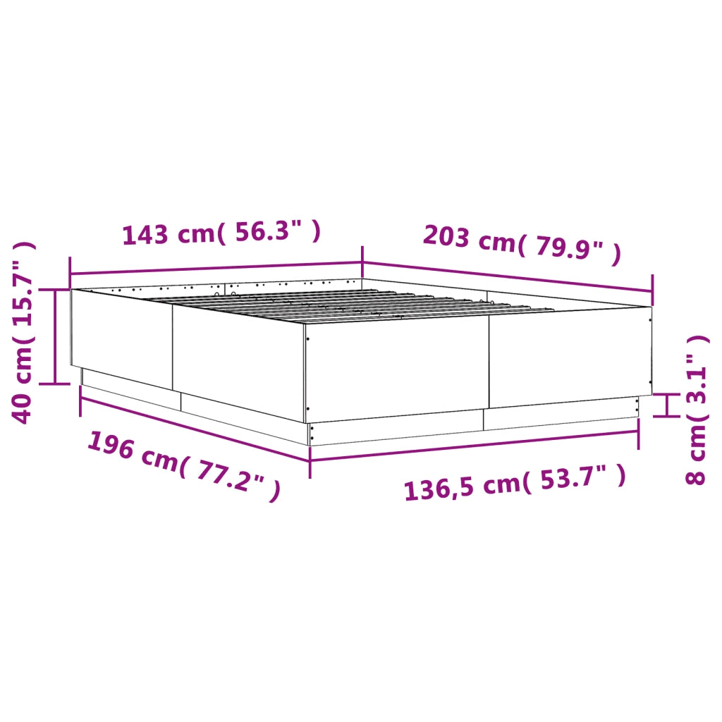 Giroletto-Struttura Letto Grigio Sonoma 140x200 cm in Legno Multistrato 880247