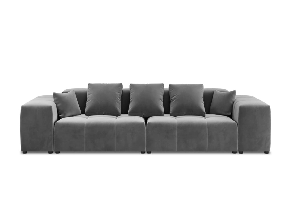 Cosmopolitan Design - Divano modulare "Rome" 3 posti in velluto grigio 