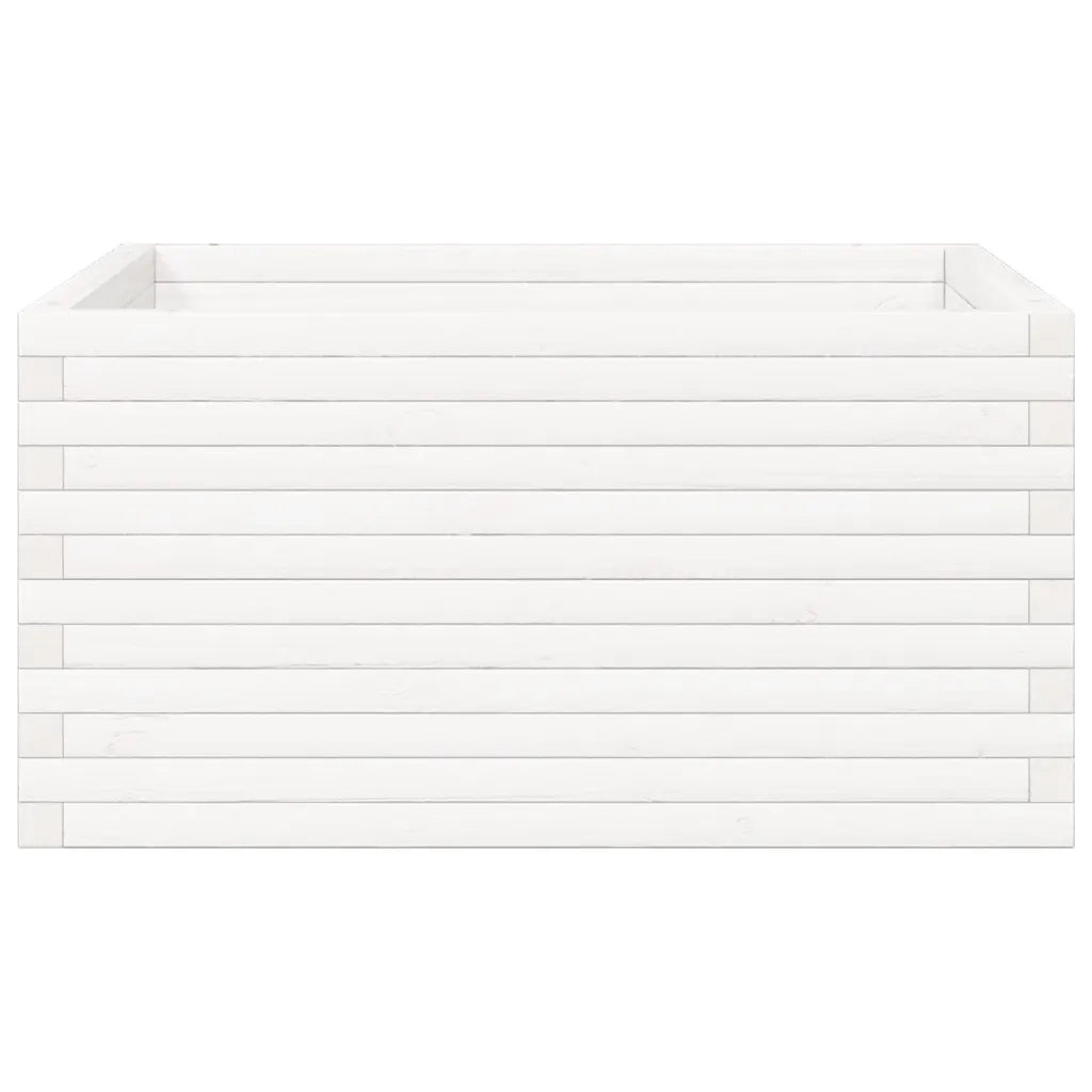 Fioriera da Giardino Bianca 90x90x46 cm Legno Massello di Pino