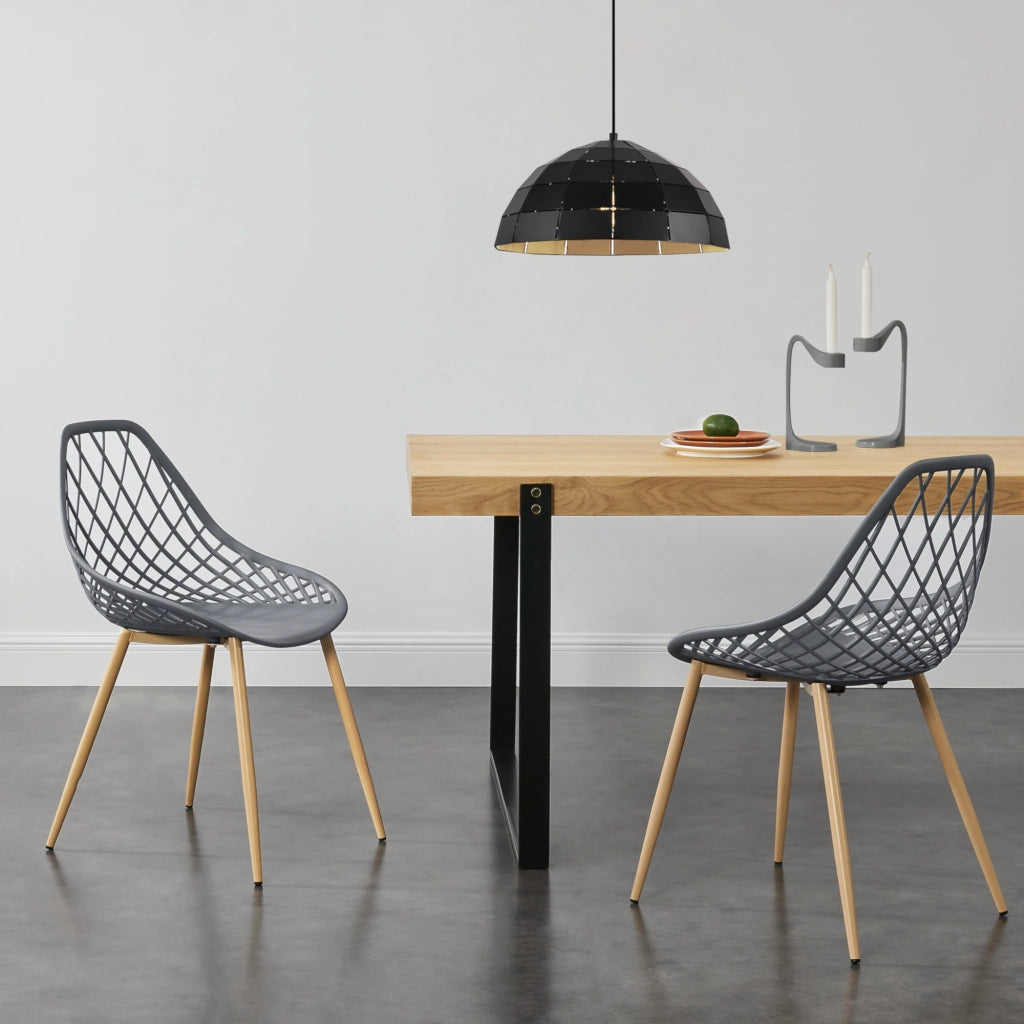 Set Warschau di 2 Sedie da Sala a Scocca Unica in Plastica - Grigio / Effetto Faggio [en.casa]