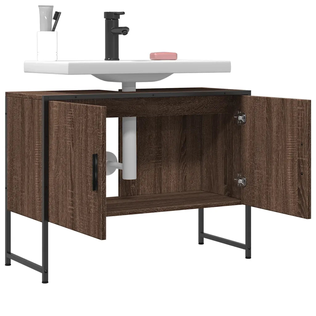 Mobile Lavabo | Armadio Lavabo Bagno Rovere Marrone 60x30x60cm Legno Multistrato