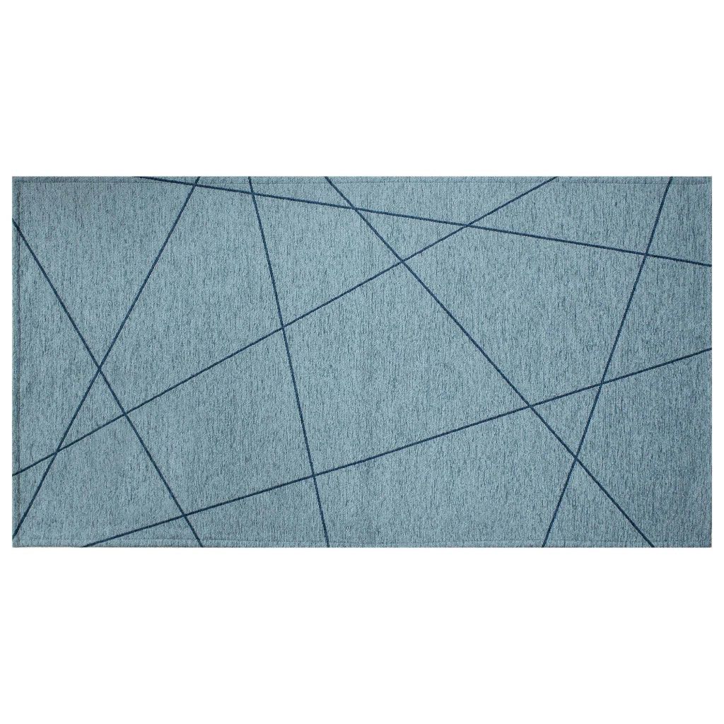 Tappeto Arredo Moderno Morbido in Ciniglia Ingresso Antiscivolo Prodotto Italiano  Soggiorno Camera Salotto Disegni Piazzati Cotone Varie Misure Grande Quarzo/Azzurro - 65x115 cm