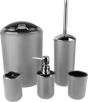 Set di organizzatori per la camera da bagno in stile moderno - 6 pezzi - Accessori da bagno in grigio.