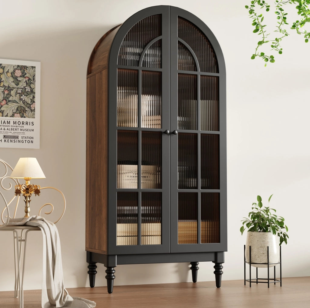 Vetrina alta nera con ante in vetro 76×35,5×165 cm