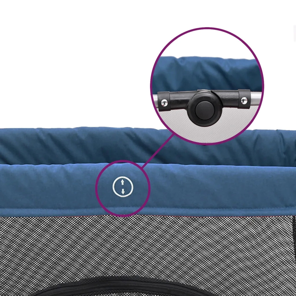 Box per Bambini con Materasso Blu Marino Tessuto di Lino CFW8141826