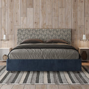 Letto matrimoniale senza rete imbottito 160x190 tessuto Era 9 blu Arla