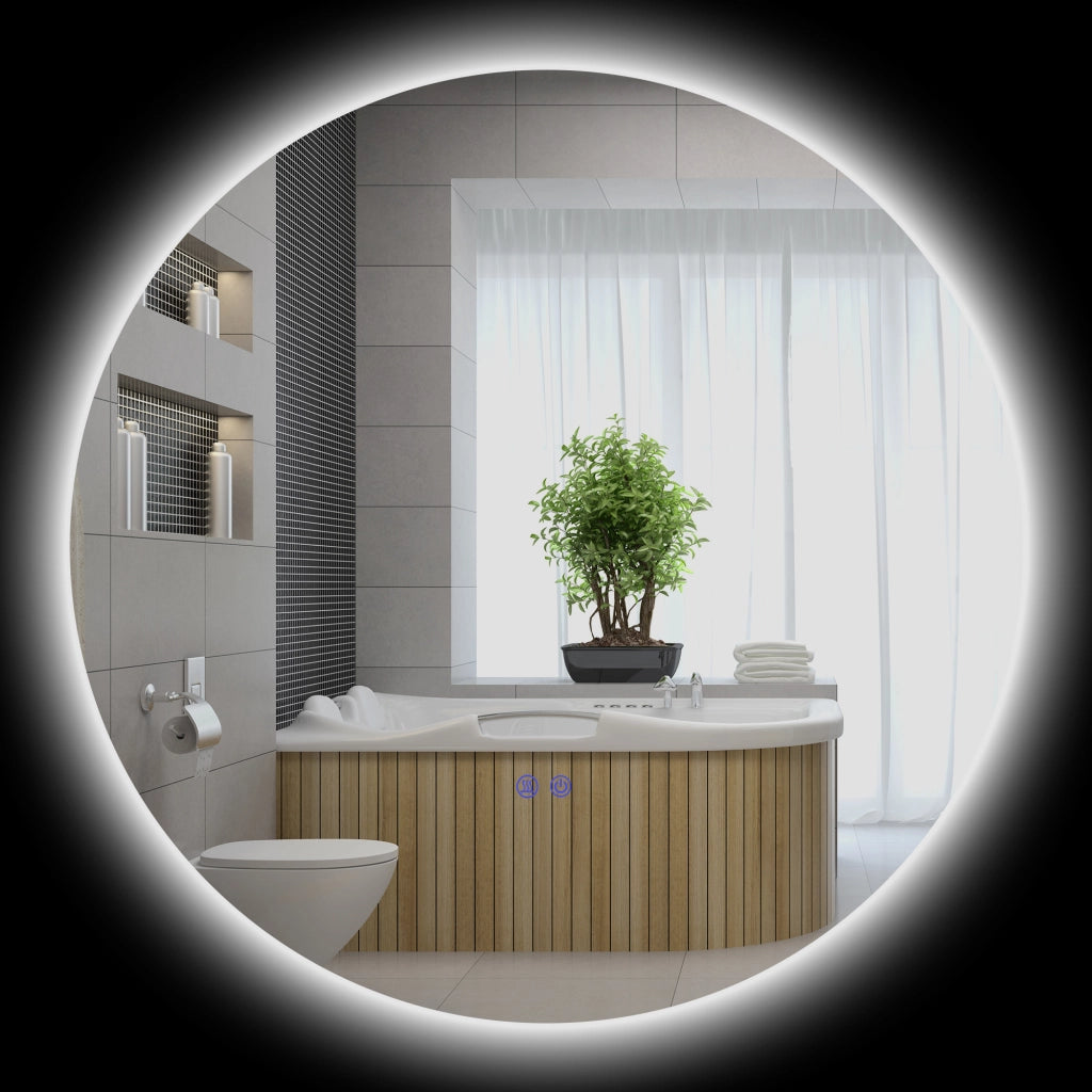Specchio da Bagno LED Rotondo Antiappannante ¨C zephmum ¨C 80 cm Parete Bianco