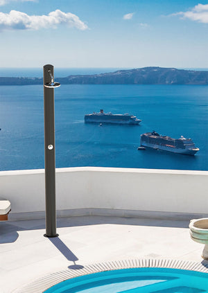 Doccia Solare da Giardino 28 L Soffione Eco Rain e Miscelatore Temporizzato Tevere TN Nero Opaco