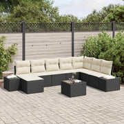 Set Divano da Giardino 8 pcs Nero e Crema polyrattan 3355856
