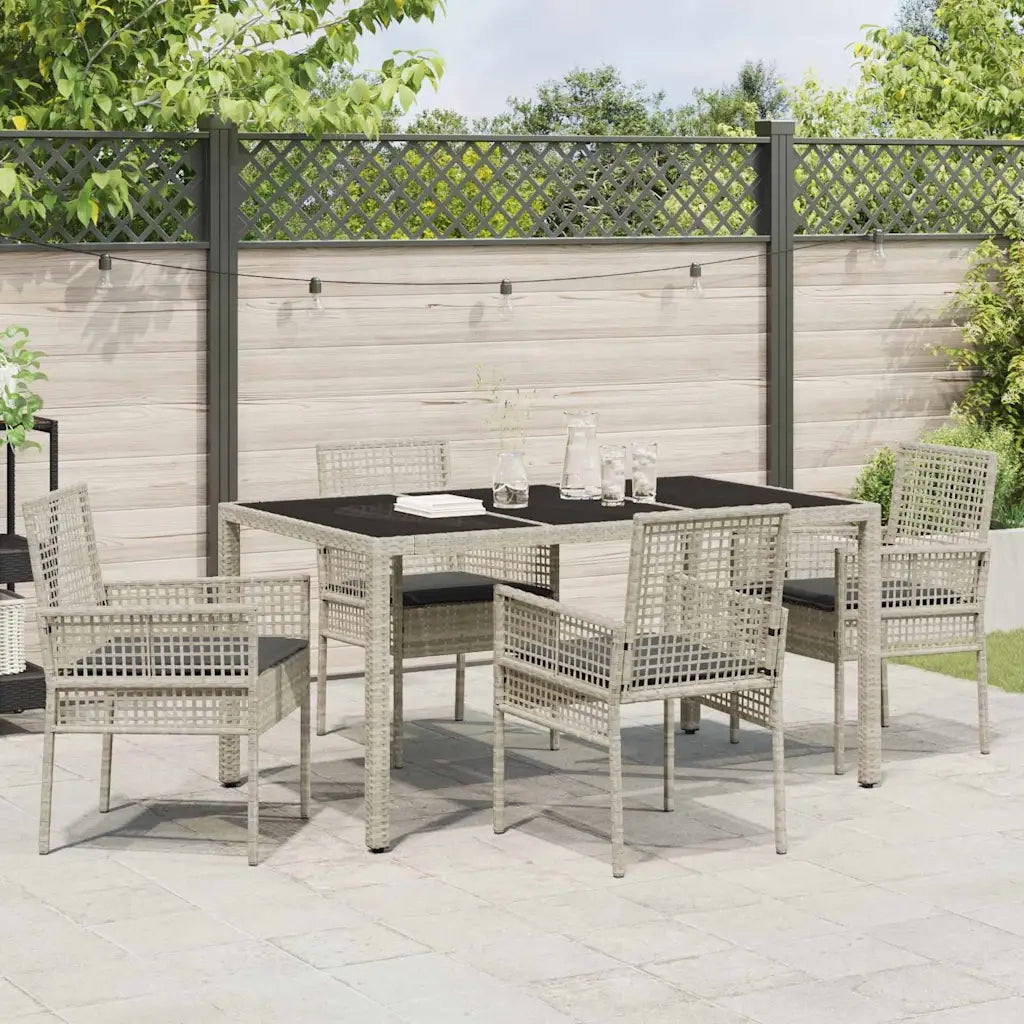 Set da Pranzo per Giardino 5 pz | Set Salotto da Giardino Grigio chiaro polyrattan