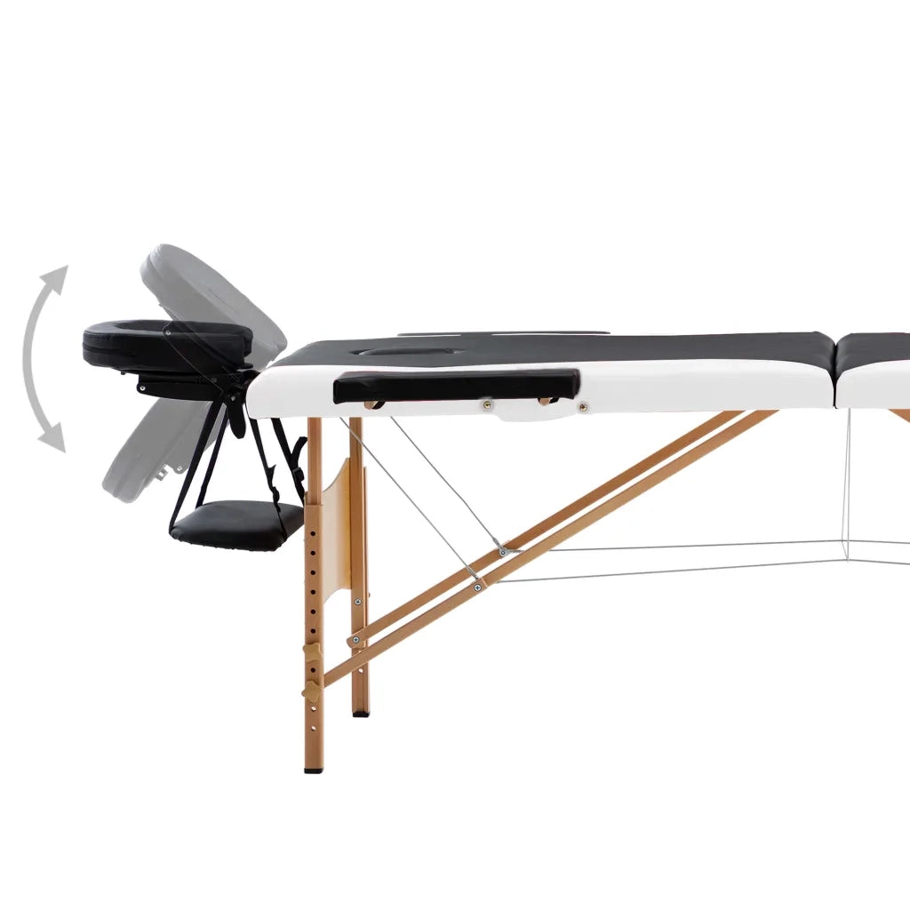Lettino Massaggio Pieghevole a 2 Sezioni Legno Nero e Bianco CFW4512502