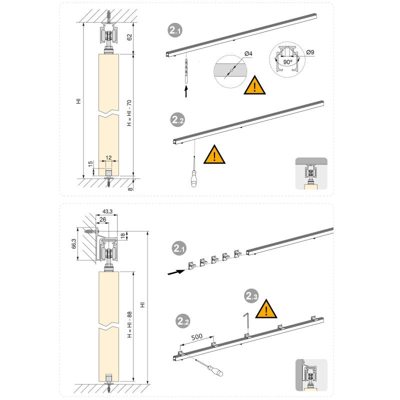Kit di ferramenta per armadio a 2 ante e chiusura ammortizzata Placard 81, profilo Sharp, spessore 16 mm, pannelli non..