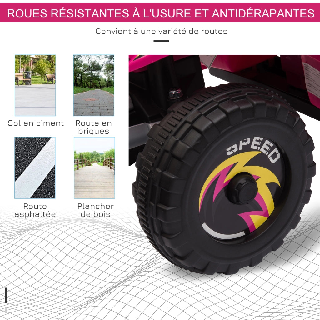 Quad elettrico per bambini 6V con marcia avanti e indietro ¨C Xylo ¨C Rosa 72x40x45.5cm