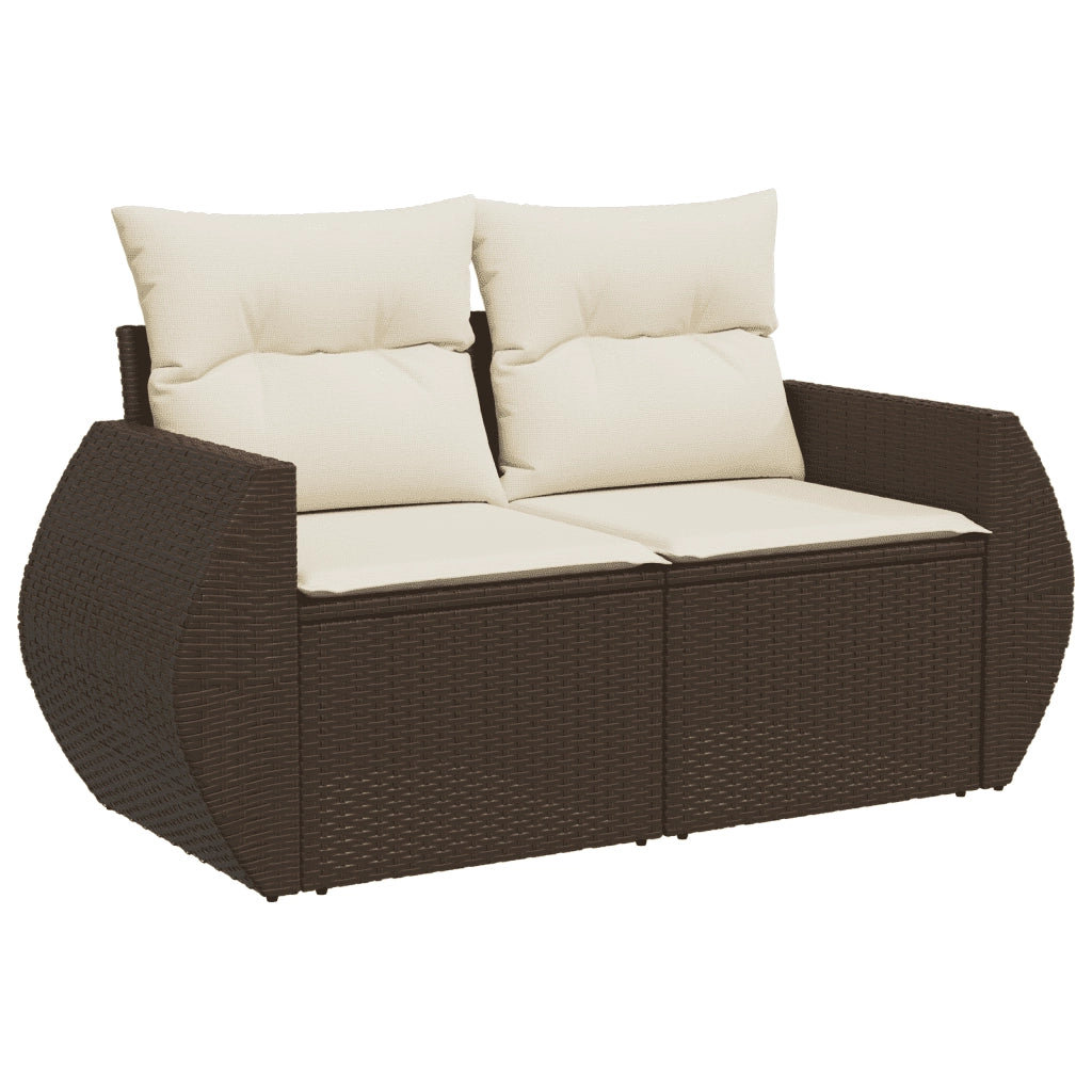 Set Divani da Giardino 10pz con Cuscini in Polyrattan Marrone 3254210