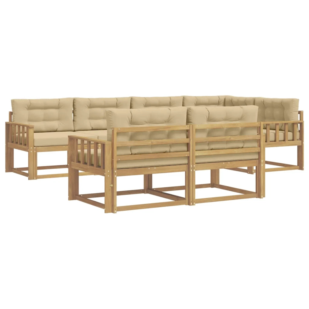 Set di divani da esterno 6 pz Bianco e Beige Poliestere 3386582
