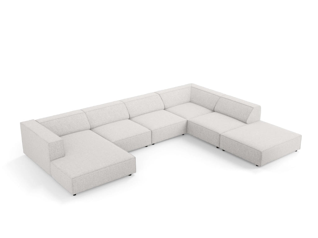 Cosmopolitan Design - Divano panoramico destro "Arendal" 7 posti in ciniglia grigio chiaro 