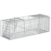 Gabbia Trappola per Ratti, Topi e Nutrie Pieghevole in Acciaio, 93x31x34.5cm, Argento